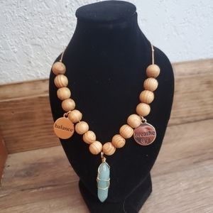 Gold Larimar Crystal Necklace Handmade
